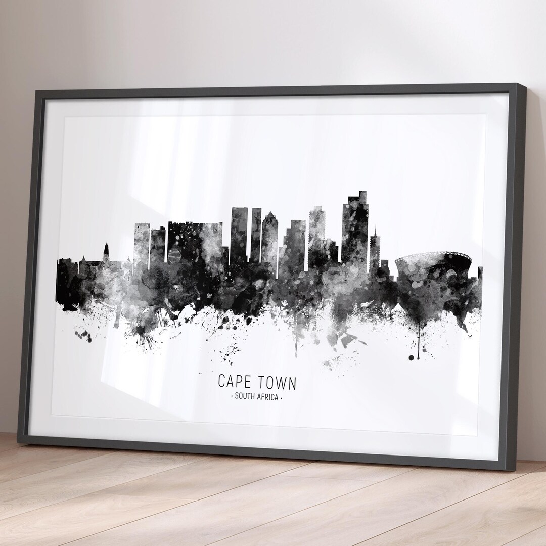 Cape Town Skyline South Africa, Cityscape Painting Art Print Poster BX ...