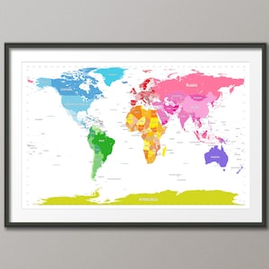 Politieke kaart van de wereld, kunstposter, 24 x 36 inch LM (914)
