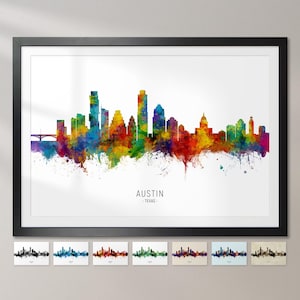Austin Skyline Texas, impression d'art peinture paysage urbain Poster CX (10676)