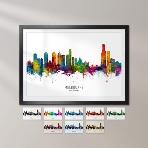 Melbourne Skyline Australia, Cityscape Art Print Poster KX (6512)