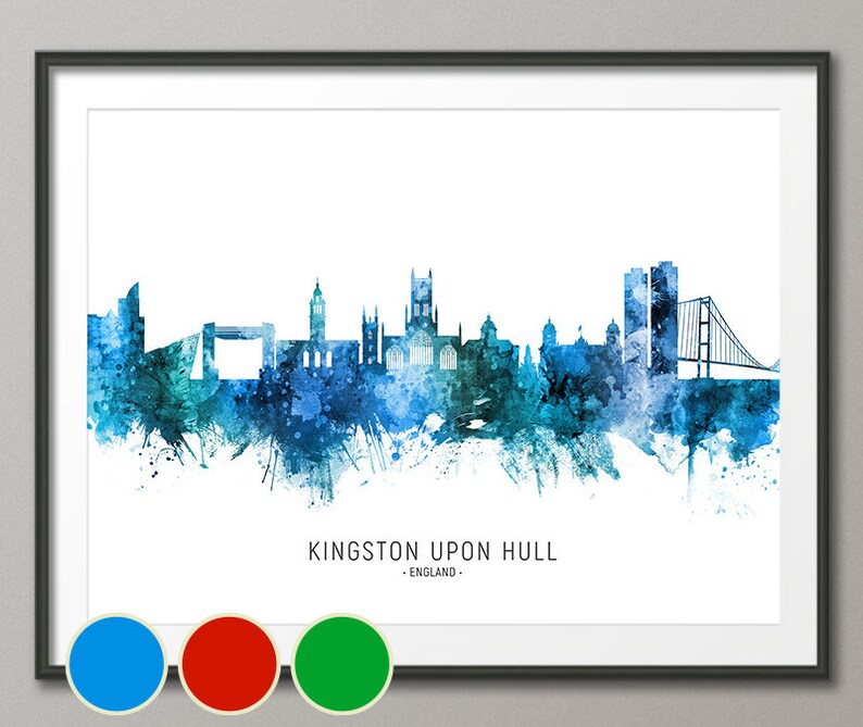Kingston Upon Hull Skyline England Cityscape Art Poster Print Etsy