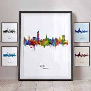 Sheffield Skyline, Sheffield England Cityscape Art Print Poster Portrait PX (16044)