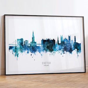 Exeter Cityscape England, Skyline Wall Art Poster Print RX (34959)
