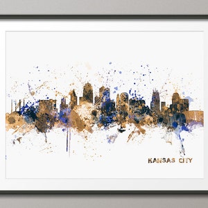 Kansas City Skyline Stadtbild Kunstdruck (1021)