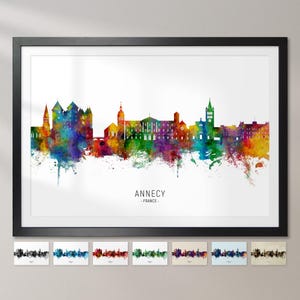 Annecy Skyline France, Cityscape Painting Art Print Poster CX (30924)