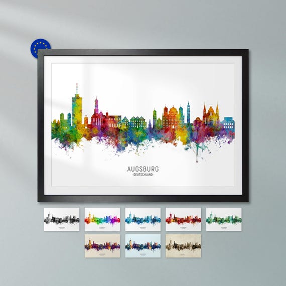 ニード Augsburg Skyline Deutschland, Poster Print Cityscape Art ZX (26951