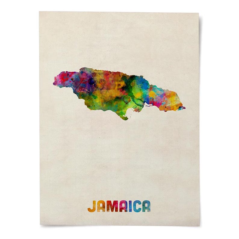 Jamaika Karte, Aquarell Kunstdruck Poster, Landkarte - JM (1337) Bild 2