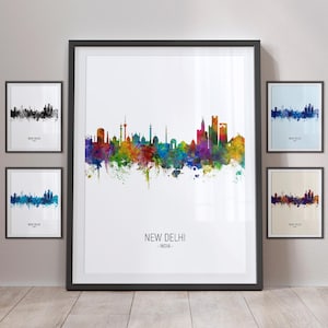 New Delhi Skyline, New Delhi India Cityscape Art Print Poster Portrait PX (5148)