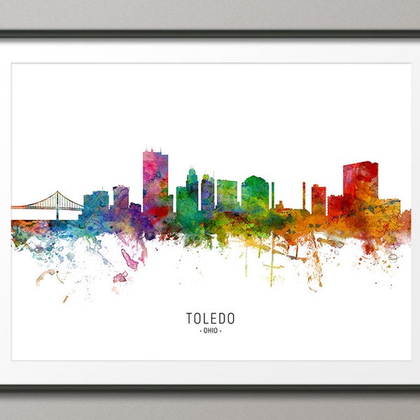 Toledo Skyline Ohio, Cityscape Painting Art Print Poster CX (6576)