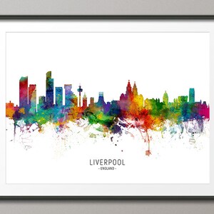 Liverpool Skyline England, Cityscape Painting Art Print Poster CX (6508)