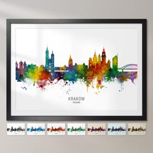 Krakau Skyline Polen, Stadtansicht Malerei Kunstdruck Poster CX (6505)