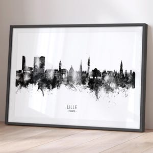 Lille Skyline France, Cityscape Painting Art Print Poster BX (23369)