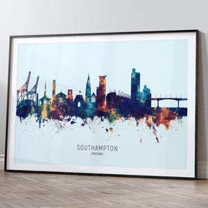 Southampton Skyline England, Cityscape Painting Art Print Poster HX (12080)