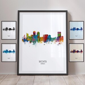 Wichita Skyline, Wichita Kansas Cityscape Art Print Poster Portrait PX (5041)