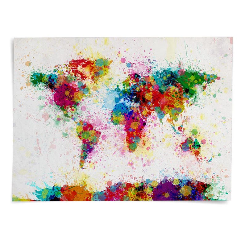 Paint Splashes Map of the World Map, Art Print WM (168) - Etsy Australia