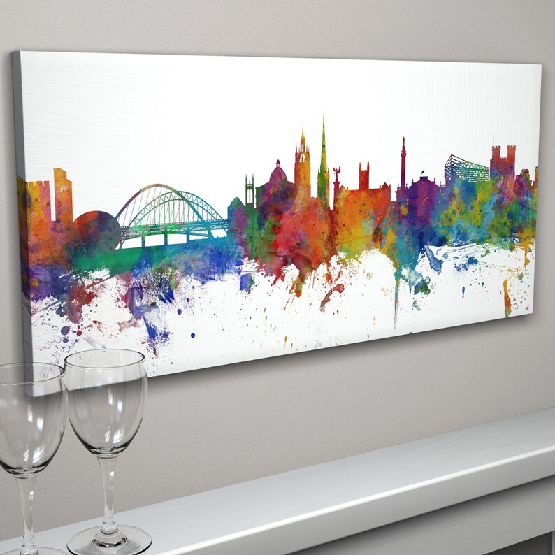 Newcastle Skyline Canvas Newcastle Cityscape Canvas Art Print Etsy