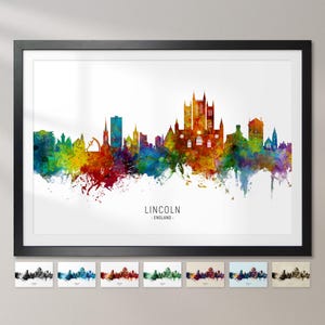 Lincoln Skyline England, Stadtansicht Malerei Kunstdruck Poster CX (6606)