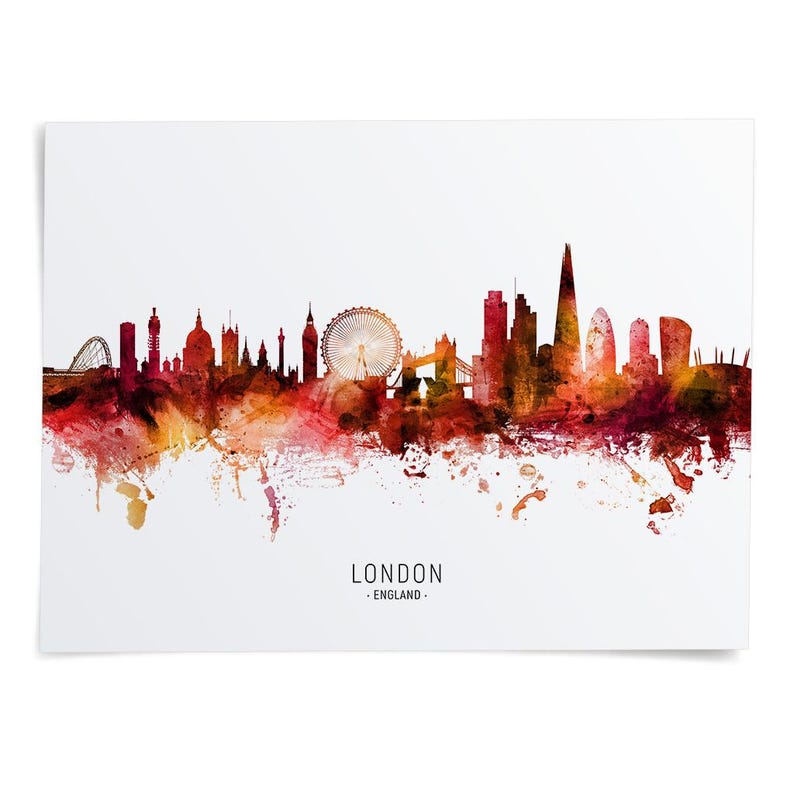 a watercolor painting of london england skyline