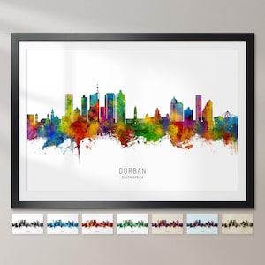 Durban Skyline South Africa, Cityscape Painting Art Print Poster CX (22666)