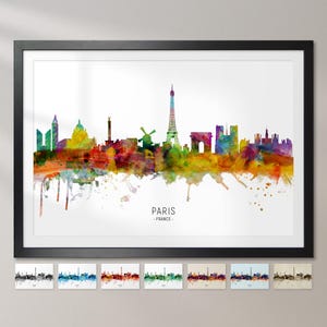 Paryż Panorama Francja, Miejski pejzaż Malarstwo Sztuka Plakat CX (6517)