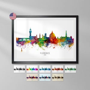 Florence Italy Skyline, Cityscape Painting Art Print Poster YX (6589)