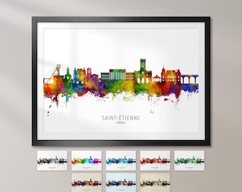 Saint-Etienne Skyline France, Cityscape Art Print Poster YX (25887)