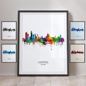 Liverpool Skyline, Liverpool England Cityscape Art Print Poster Portrait PX (4874)