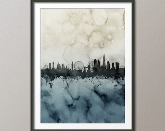 London Skyline, England Cityscape England, Art Print (1701)