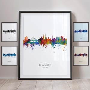 Newcastle Skyline, Newcastle England Cityscape Art Print Poster Portrait PX (4878)