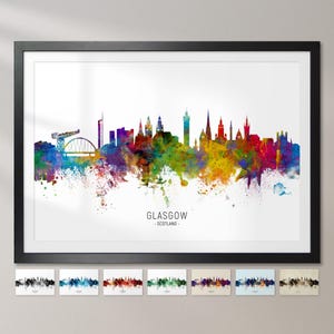 Glasgow Skyline Schottland, Stadtansicht Gemälde Kunstdruck Poster CX (6500)