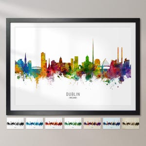 Dublin Skyline Irland, Stadtansicht Gemälde Kunstdruck Poster CX (6497)