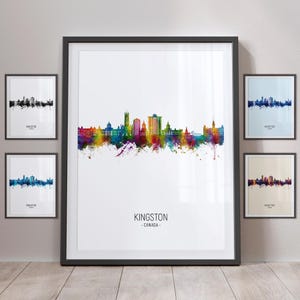 Póster con impresión artística del horizonte de Kingston, paisaje urbano de Kingston, Canadá, retrato PX (30201)
