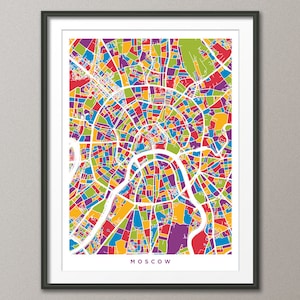 Moscow Street Map, Russia, Art Print (495)