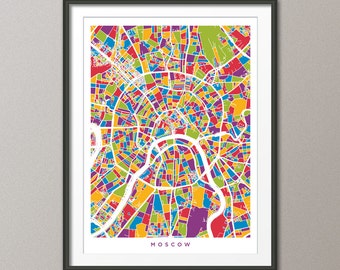 Moscow Street Map, Russia, Art Print (495)