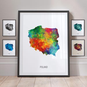Póster con impresión artística de acuarela con mapa de Polonia MX (10914)