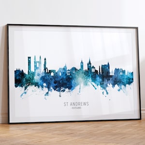 St Andrews Cityscape Scotland, Skyline Wall Art Poster Print RX (20742)