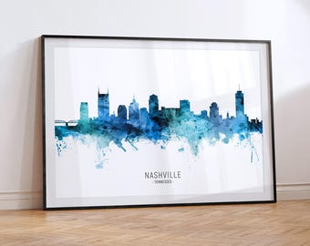 Nashville Cityscape Tennessee, Skyline Poster Print RX (20579)