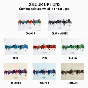 a poster with different colors of the city
