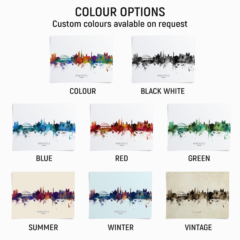 a poster with different colors of the city