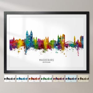 Magdeburg Skyline Deutschland, Stadtansicht Malerei Kunstdruck Poster CX (16451)