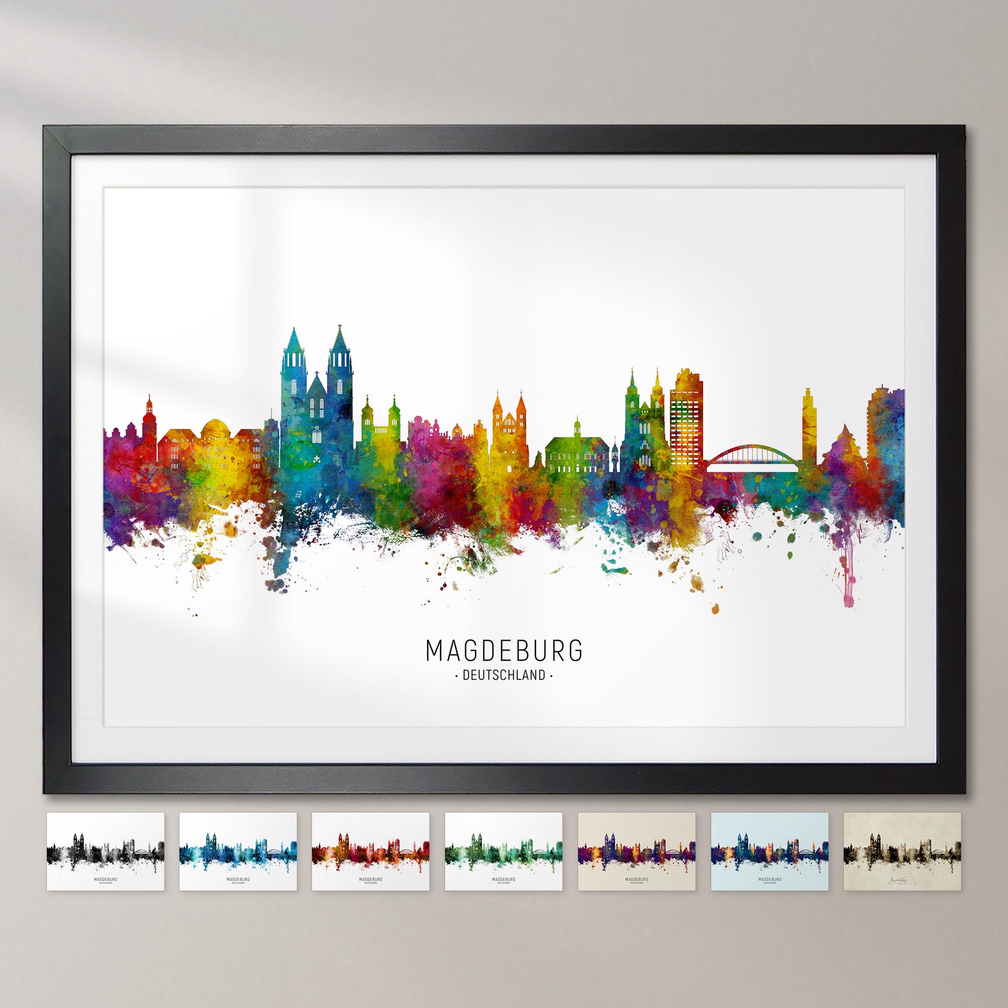 コスト Magdeburg Skyline, Deutschland - Cityscape Painting Art Print