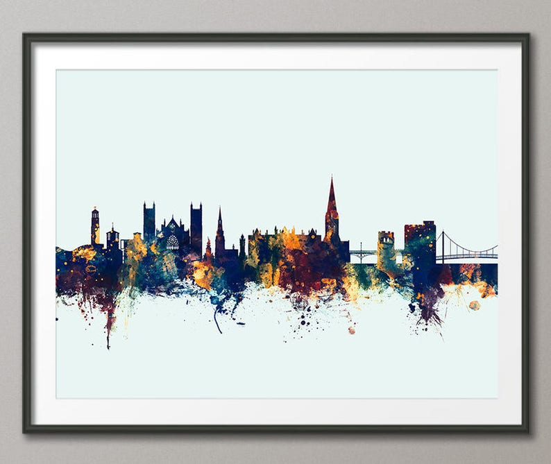 Exeter Skyline Exeter Devon Cityscape Art Print 2770 Etsy UK