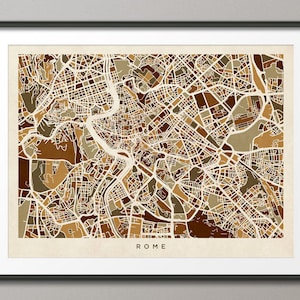 Plan des rues de la ville de Rome, Italie, impression d'art (443)