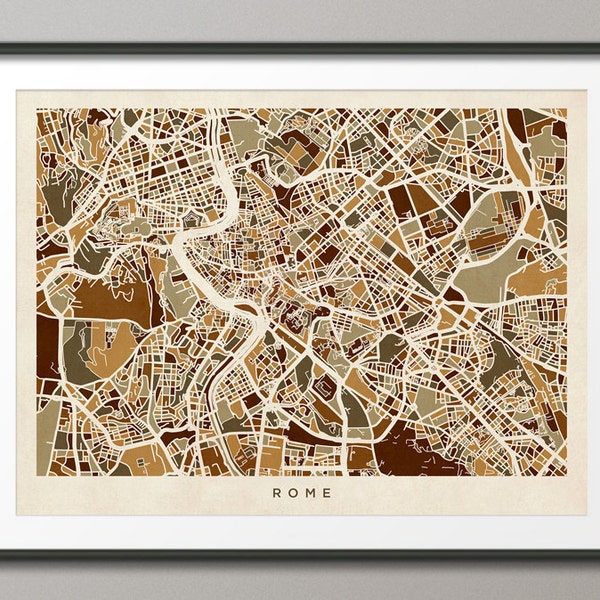 Rome Italy City Street Map, Art Print (443)
