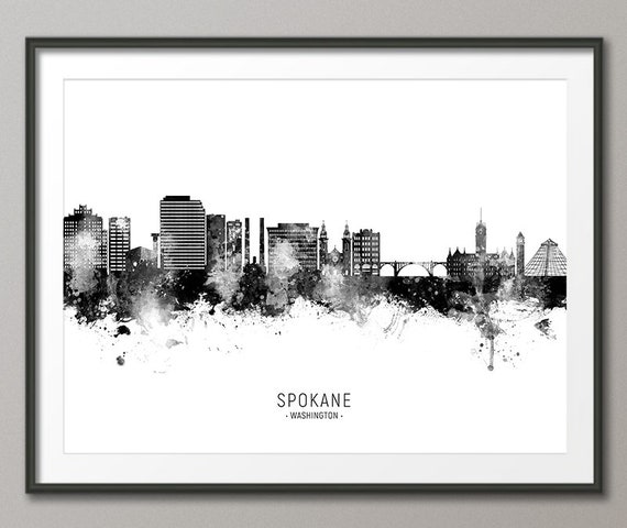 Spokane Print Black And White View, Spokane Wall Art, Spokane Poster,  Spokane Photo, Spokane Décor, Canvas Art Poster And Wall Art Picture Print