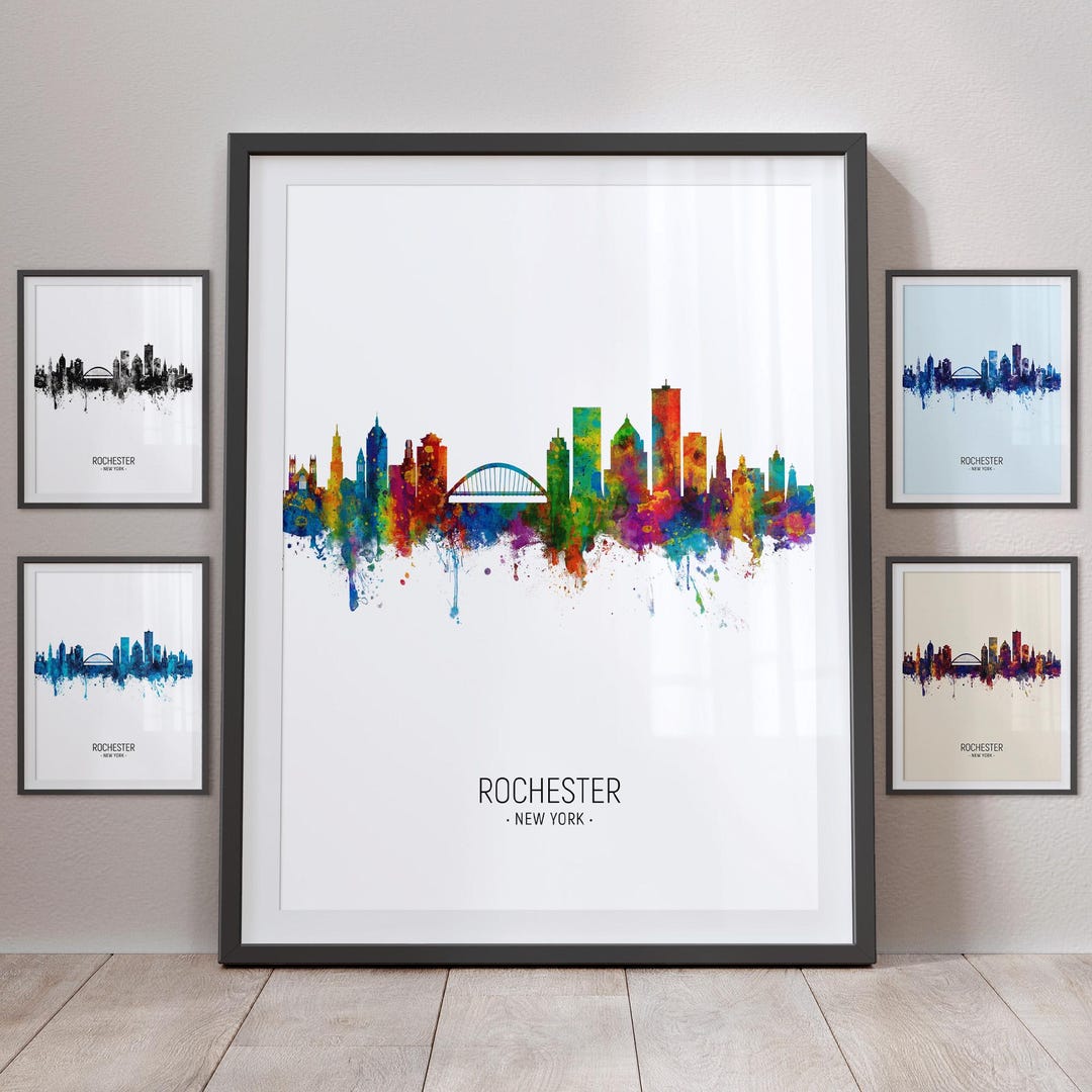 Rochester Skyline, New York Cityscape Art Print Poster Portrait - PX ...