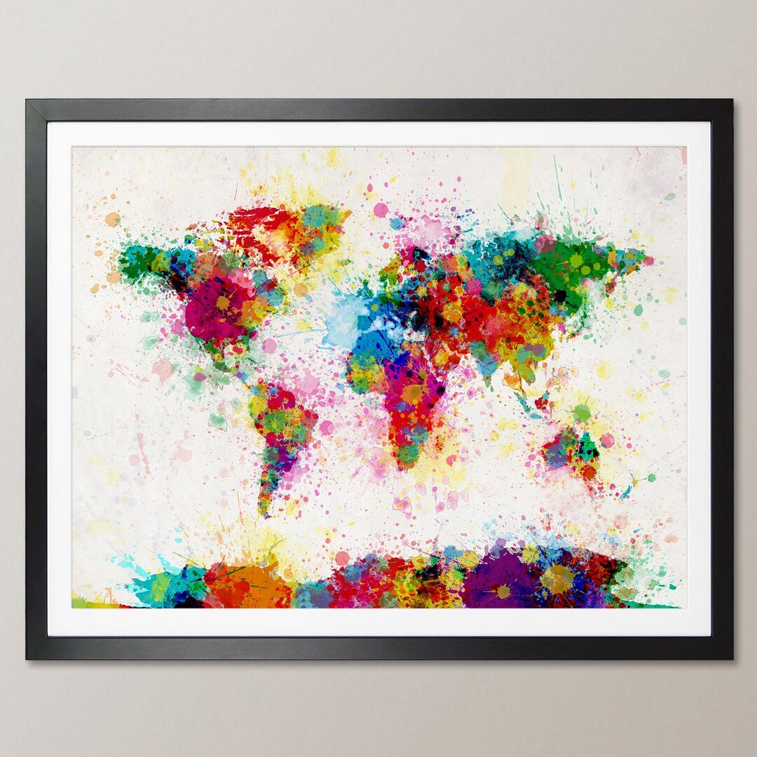 Paint Splashes Map of the World Map, Art Print WM (168) - Etsy