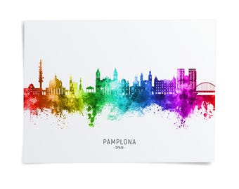 ハル Buy Pamplona Skyline Spain, Poster Print Cityscape Art ZX (24289