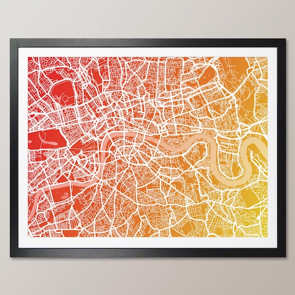 London Map, Street Map of London England, Art Print (771)