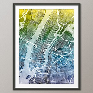Plan des rues de New York, États-Unis, carte de New York, impression d'art (2315)